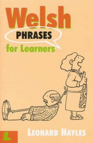Book cover: “Welsh Phrases for Learners” with cartoon illustration.