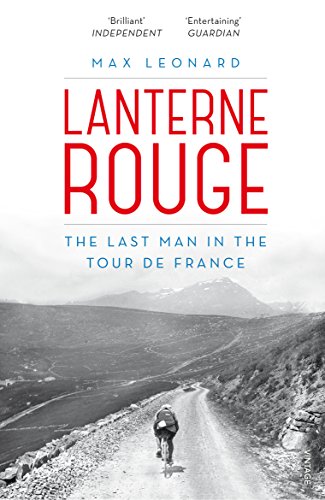 Book cover: “Lanterne Rouge” with a cyclist on a mountain road.