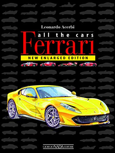 Book cover titled Ferrari: All The Cars featuring a yellow sports car illustration.