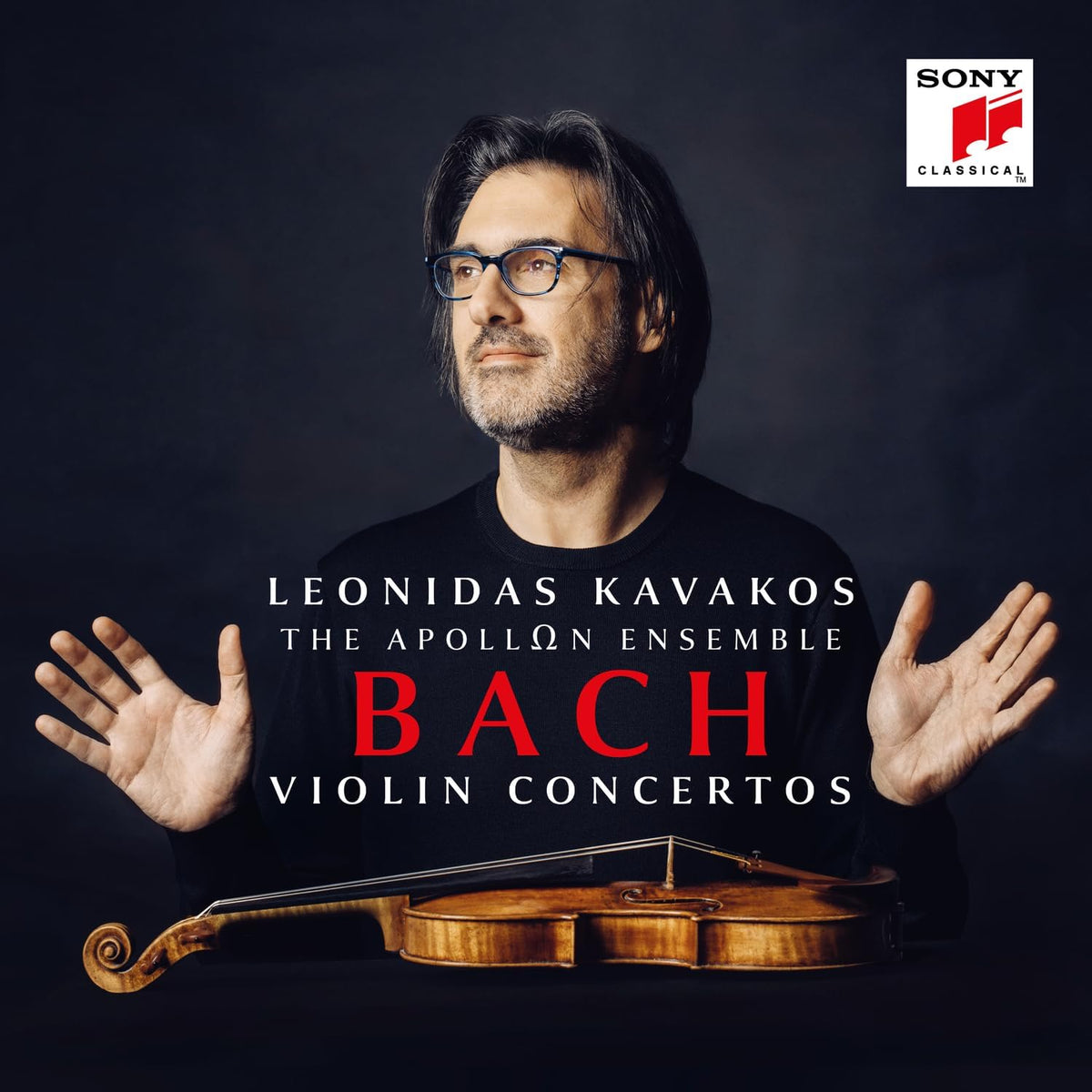 CD case featuring violinist Leonidas Kavakos, Bach concertos title, and barcode.
