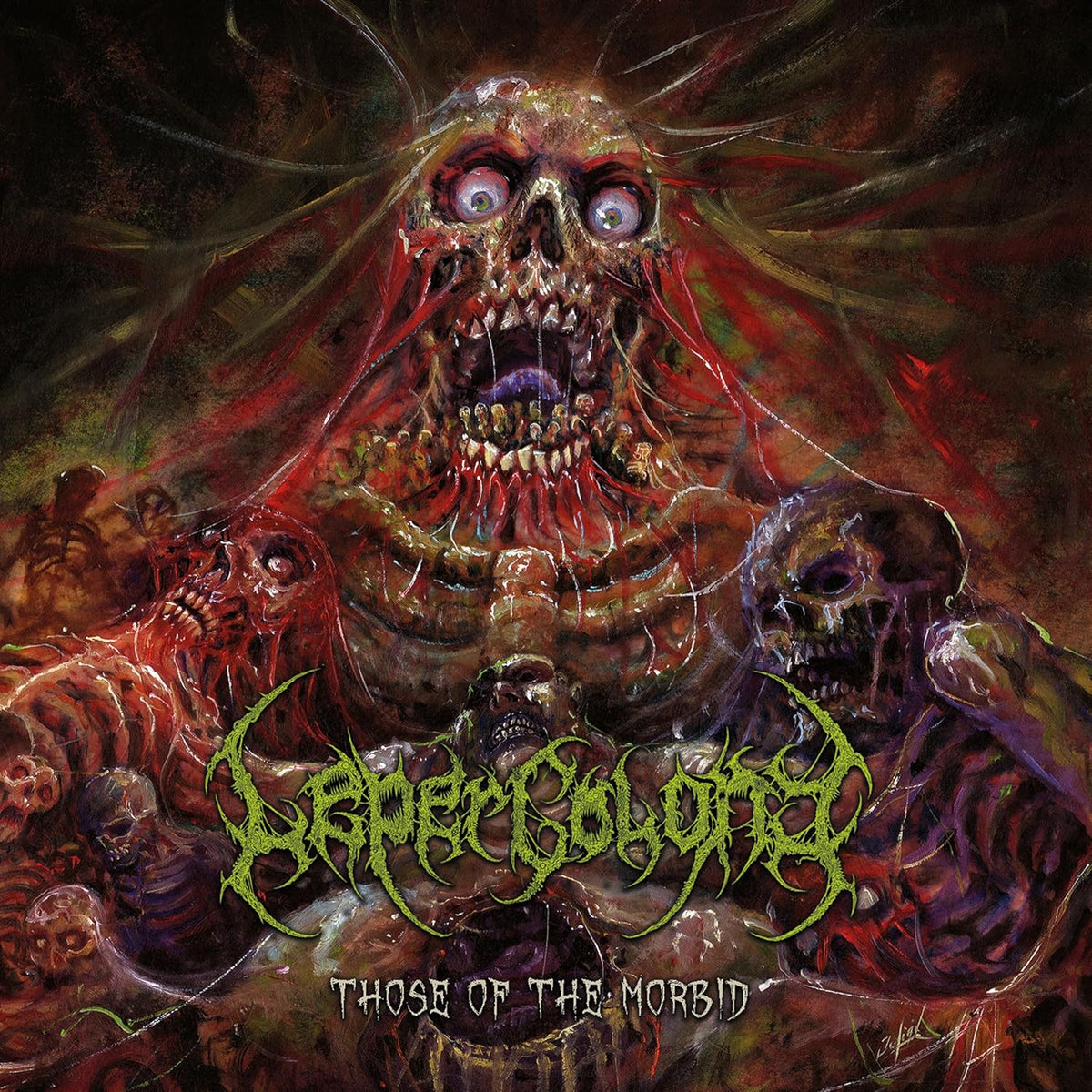 CD cover with grotesque, decaying face and band name "Leper Colony.