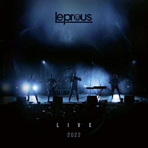 Leprous band performing on a dark stage, with "Live 2022" text.