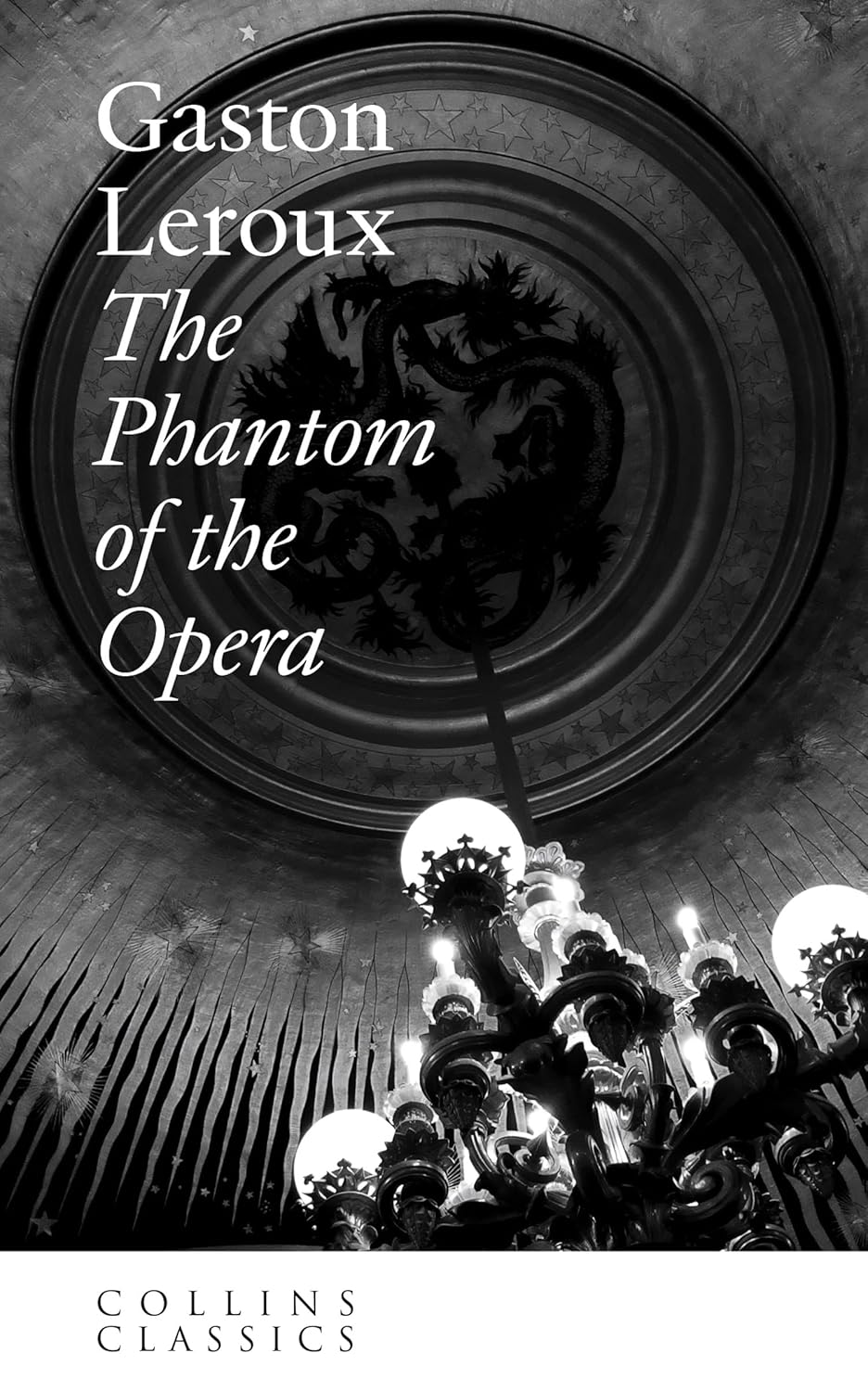 Book cover: “The Phantom of the Opera” with a shadowed face.