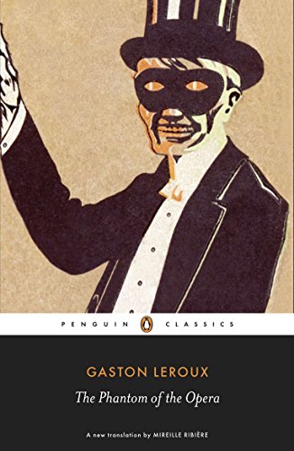 Book cover of "The Phantom of the Opera" featuring a masked figure.