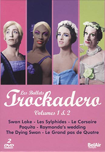 DVD cover for Les Ballets Trockadero, featuring four male ballet dancers.