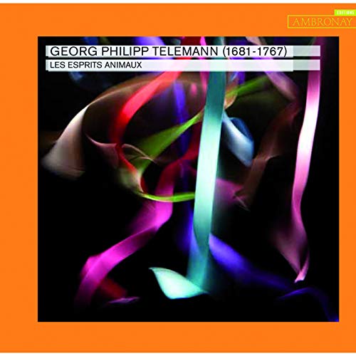 CD cover for Telemann’s “Les Esprits Animaux” with abstract colorful swirls.