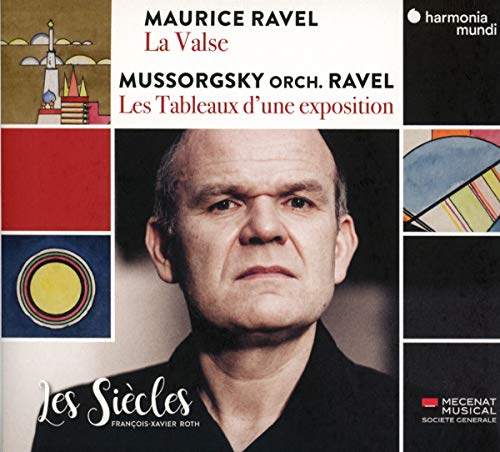 CD cover featuring portrait of conductor François-Xavier Roth and abstract art.