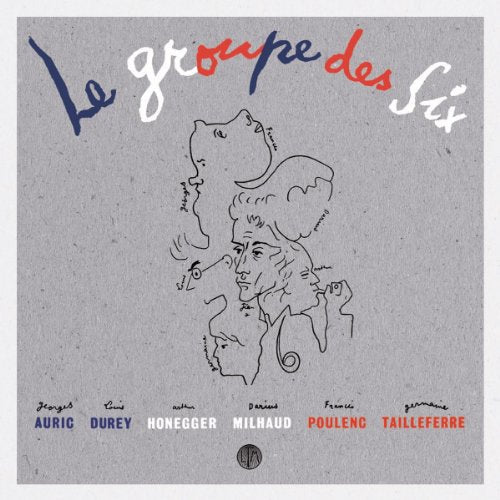 CD cover for "Les Six" with sketched faces and composer names.