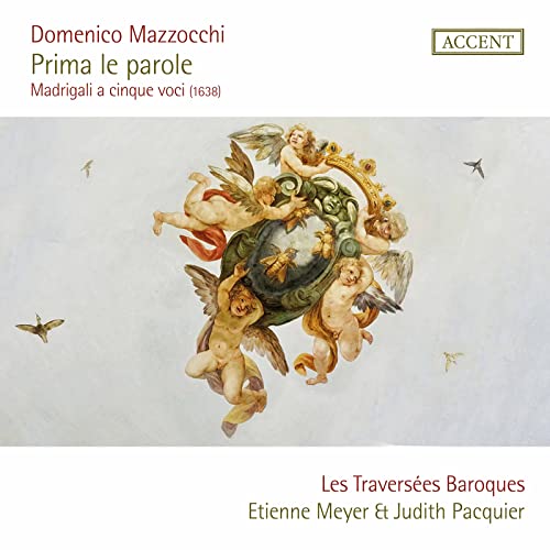 CD cover: Baroque cherubs within a wreath, title “Prima le parole.”