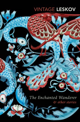Book cover featuring stylized blue and red birds and flowers on a black background.
