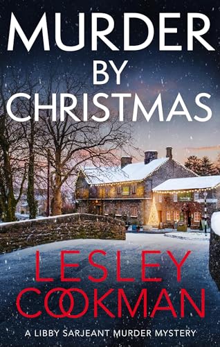 Book cover: “Murder by Christmas” with snowy village scene.