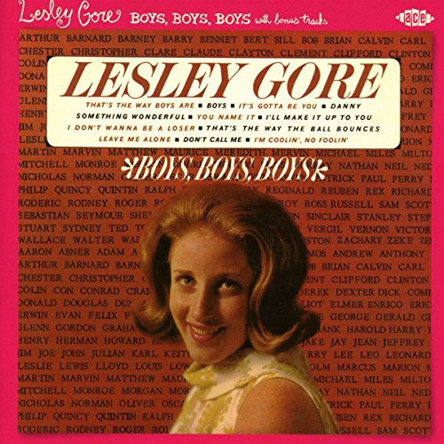CD cover for Lesley Gore’s “Boys, Boys, Boys” with red and white text.