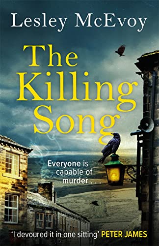 Book cover featuring a crow perched on a streetlamp overlooking a dark, hilly landscape.