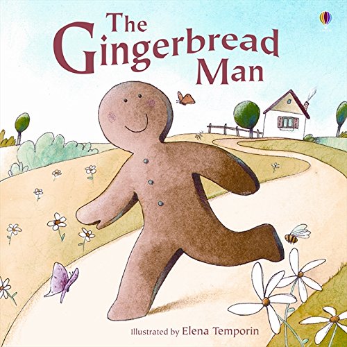 Cover of "The Gingerbread Man" picture book, showing a running gingerbread man.