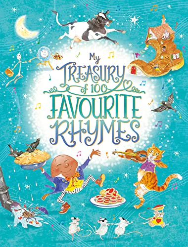 Book cover with colourful illustrations of nursery rhyme characters.
