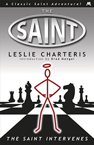 Book cover: "The Saint Intervenes" with chess pieces and a red figure.