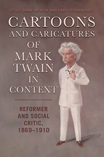 Book cover featuring a caricature of Mark Twain with white hair and mustache.
