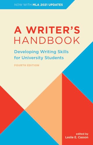 Book cover for A Writer's Handbook, Fourth Edition, with geometric red, blue, and cream shapes.