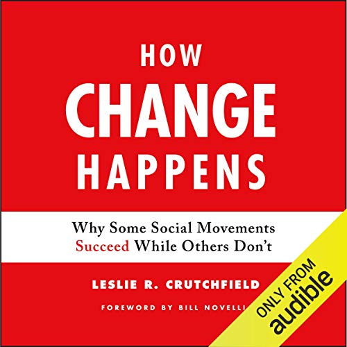 Red and white book cover with bold text: "How Change Happens.