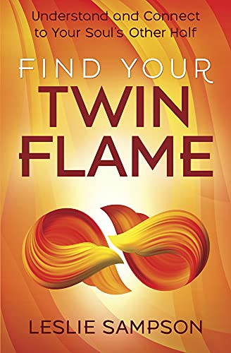 Book cover with orange and red flames, title "FIND YOUR TWIN FLAME".
