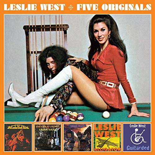 Leslie West album cover featuring a musician and model with a pool table.