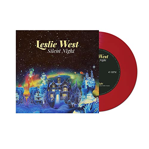 Leslie West “Silent Night” vinyl record with red disc and colorful cover.