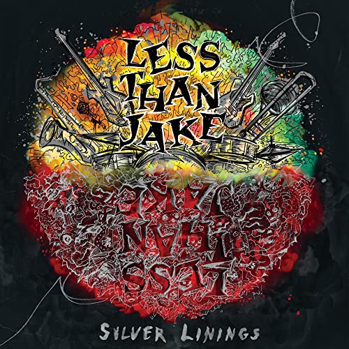Less Than Jake’s “Silver Linings” album cover with colorful, sketched instruments.