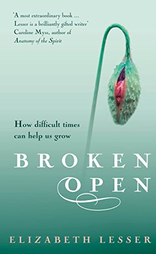 Book cover: teal background, broken seed pod, and bold white title "Broken Open.