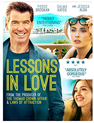 DVD cover for “Lessons in Love” featuring Pierce Brosnan and Salma Hayek.
