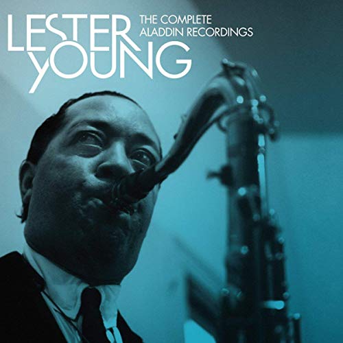 Album cover featuring Lester Young playing saxophone, with blue-toned, close-up portrait.