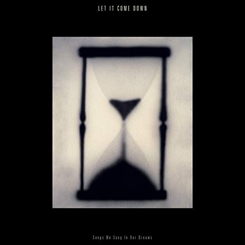Hourglass shape on a textured, dark album cover.