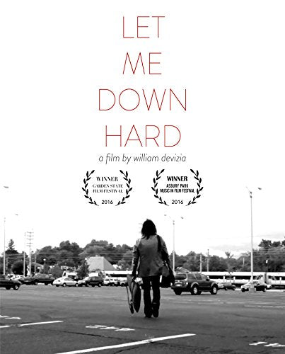 "Movie cover for 'Let Me Down Hard' featuring a person walking alone in a parking lot."
