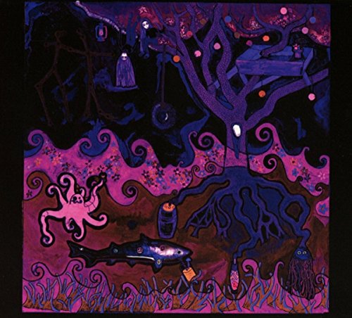 Surreal, colorful album cover with trees, octopus, fish, and ghostly figures.