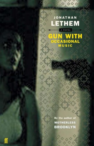 Book cover for Gun, with Occasional Music by Jonathan Lethem, featuring a dark silhouette.