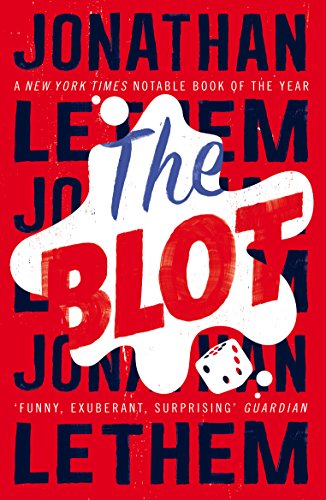 Red book cover with white, stylized text reading "The Blot" and dice.