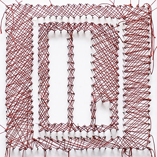 Letlive CD cover: red string art forming a square with a letter.