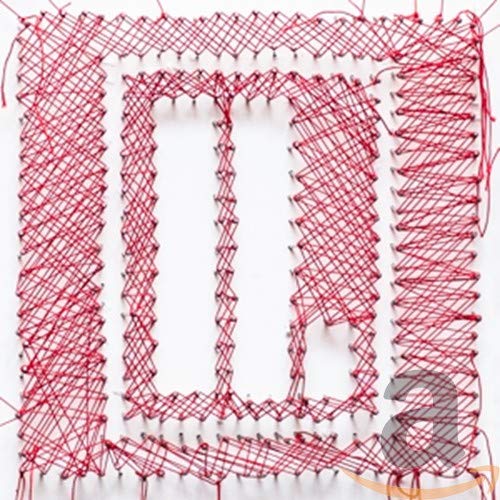 Red thread pattern forming a square and rectangle on white background, "Letlive - If I'm The Devil...".