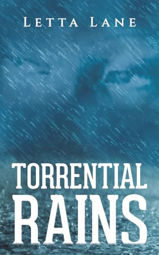 Book cover: woman’s face blurred by heavy, falling rain and title.