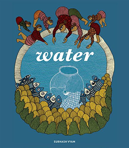 Illustrated book cover for "Water" depicting figures around a blue pool.