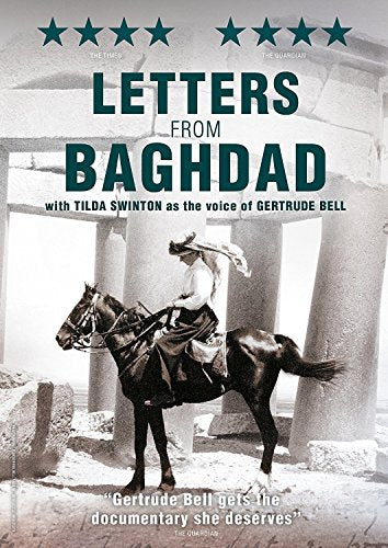 Movie poster for “Letters From Baghdad” featuring a woman on horseback.