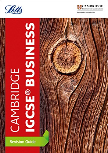 Red textbook cover with “Cambridge IGCSE Business” text and wood grain image.