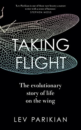Book cover: “Taking Flight” with wing-like graphic and author Lev Parikian.
