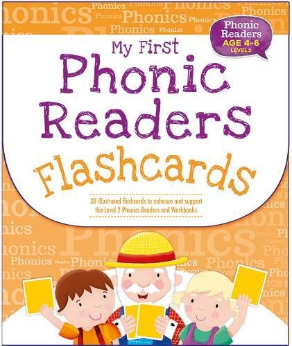My First Phonic Readers Flashcards box cover featuring a cartoon man and two children.