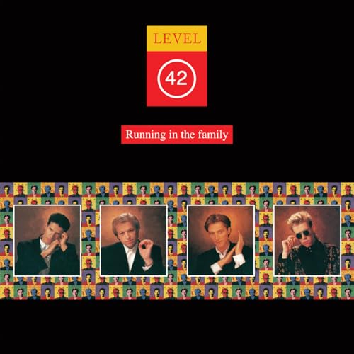 Album cover for Level 42's Running in the Family featuring four band member portraits.