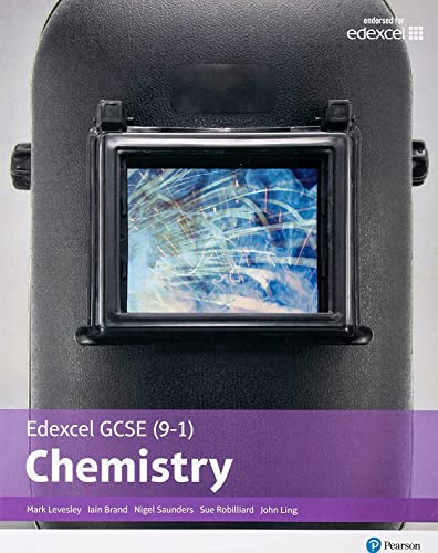 Edexcel GCSE Chemistry textbook cover with a welder's mask image.