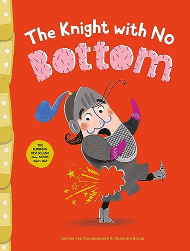 A cartoon knight in armor on a red background with a glowing bottom.