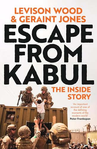 Book cover: soldiers assisting a child, titled "Escape from Kabul".