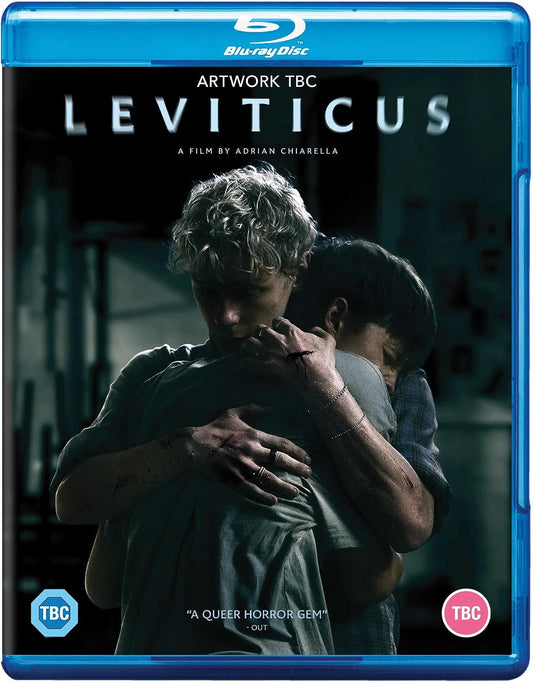 Leviticus" Blu-ray cover: two people embrace in a dimly lit, teal-toned scene.