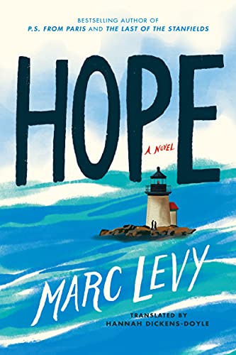 Book cover for “Hope” by Marc Levy, featuring a lighthouse at sea.