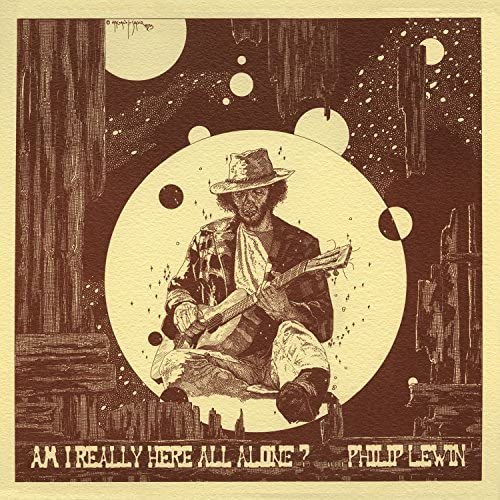 Vintage-style album cover featuring a man playing guitar amidst celestial shapes.